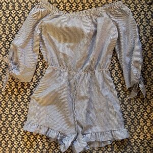 Blue & White Striped Romper